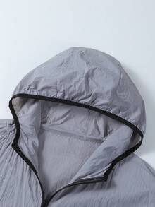 Manfinity Homme 男士休闲拉链连帽夹克 - 灰色 - 查看 5