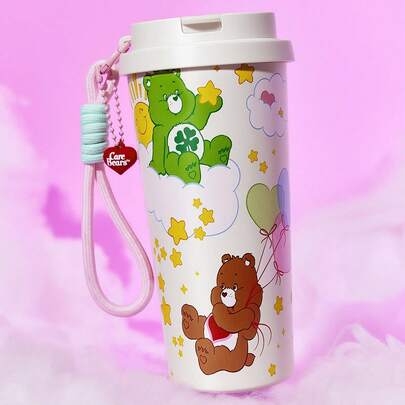 SHEIN X Care Bears 500毫升/16盎司真空隔热不锈钢杯，配1个防漏盖，适用于冷热饮，适用于大多数车载杯架