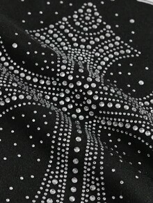 AXEPEAK 男士休闲宽松短袖T恤，白色，带印花水钻手工标签，夏季 - 黑色 - 查看 12