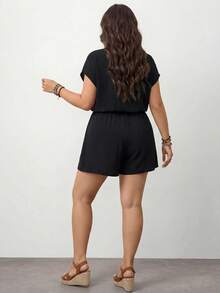 Enliva Plus Size Casual Jumpsuit, Minimalist Fashion For Everyday Wear Vacation Outfits Woman Summer Outfits For Women Summer New Design Simple & Fashionable, For Apple And Rounded Body Shape - Black - View 2