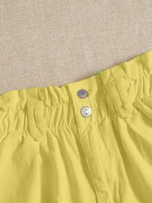 Breezaya Women's Loose Fit Pocketed Wide Leg Casual Denim Shorts - Yellow - View 5