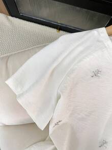 GlowEve 2pcs/Set Linen Casual Vacation Beaded T-Shirt And Shorts - White - View 4