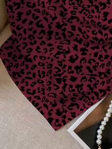 Resyla Camiseta ajustada de cuello redondo de estilo casual con estampado de leopardo para mujer, primavera/verano - Multicolor - Ver 3