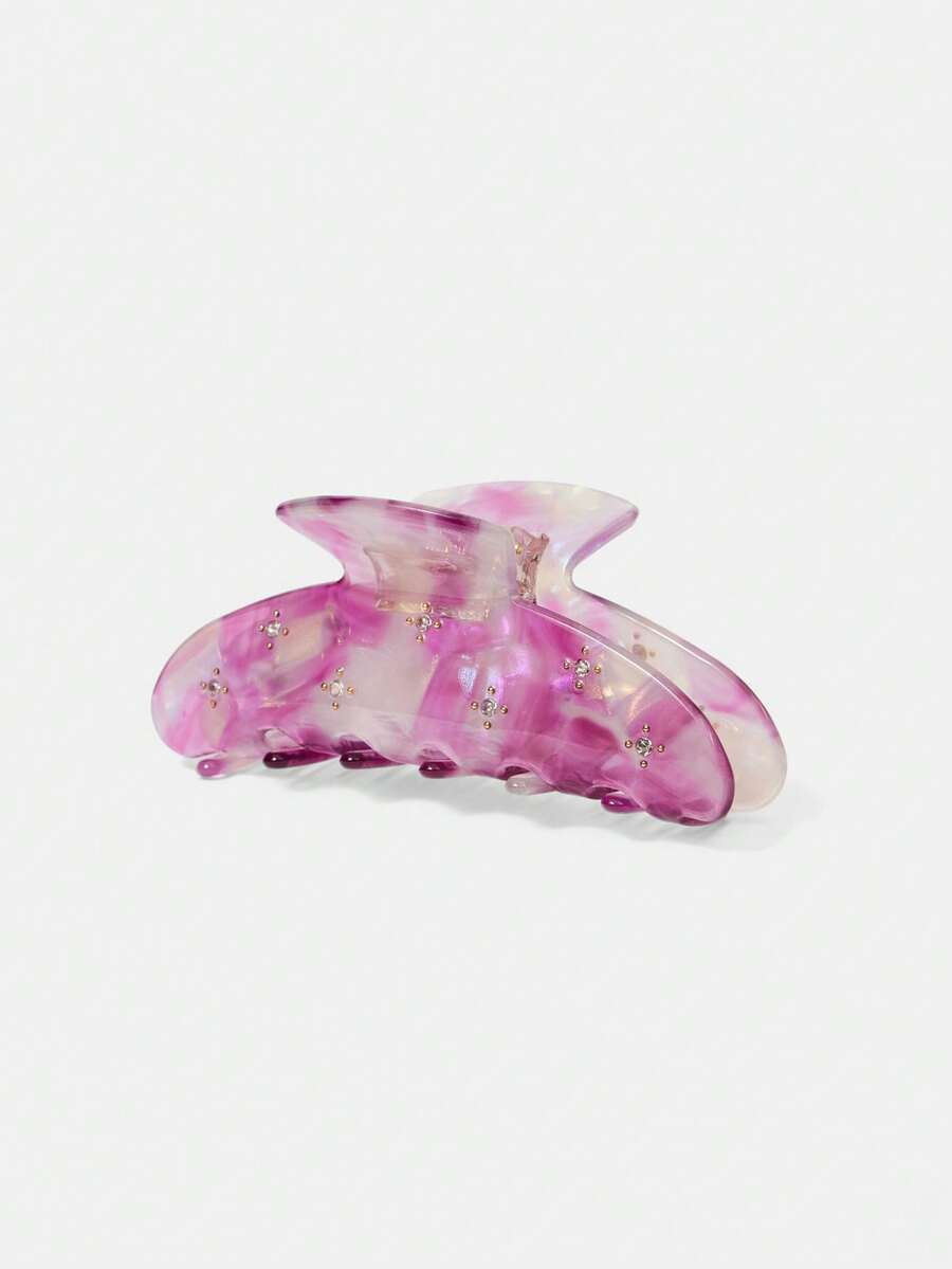 MOTF PREMIUM ACETIC ACID YELLOW MINI CLAW CLIP WITH INLAID GEMS HAIR CLAWS HAIR CLIPS HAIR JAW CLIP HAIR CLAMPS HAIR CLUTCH HAIR CATCHER CLIP - dark purple - View 2