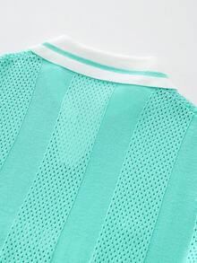 Manfinity LEGND Suéter de punto casual con estampado de letras para hombres, verano - verde menta - Ver 7