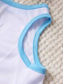 PETSIN 1pc Cute Capybara Summer Activity Printed Pet Tank Top White Splicing Blue Casual Style Soft, Breathable And Comfortable Pet Clothes - Multicolor - View 3