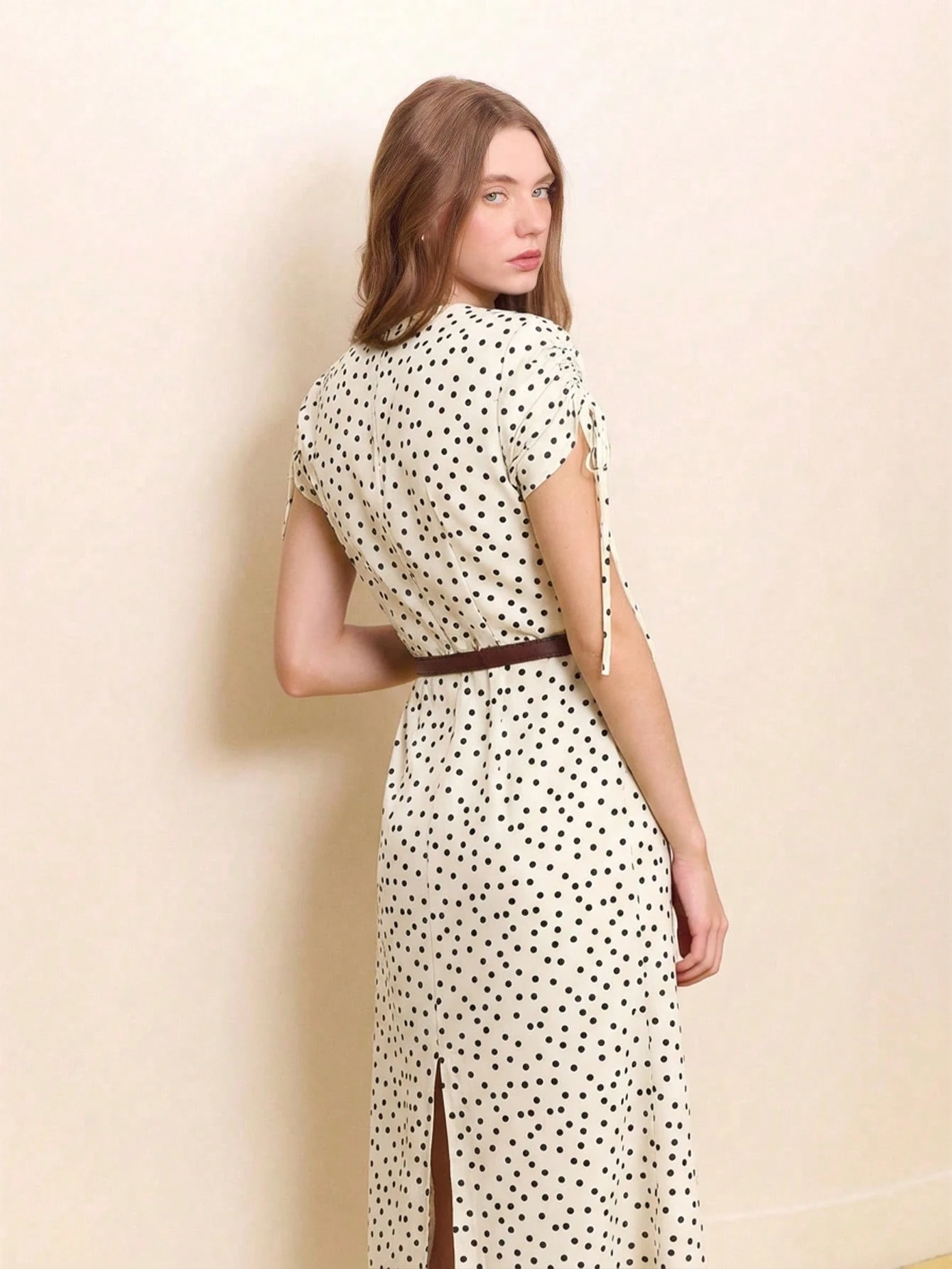 Elegant White Polka Dot Maxi Dress Spring Summer Office Dress Vacation Dress French Style Dress