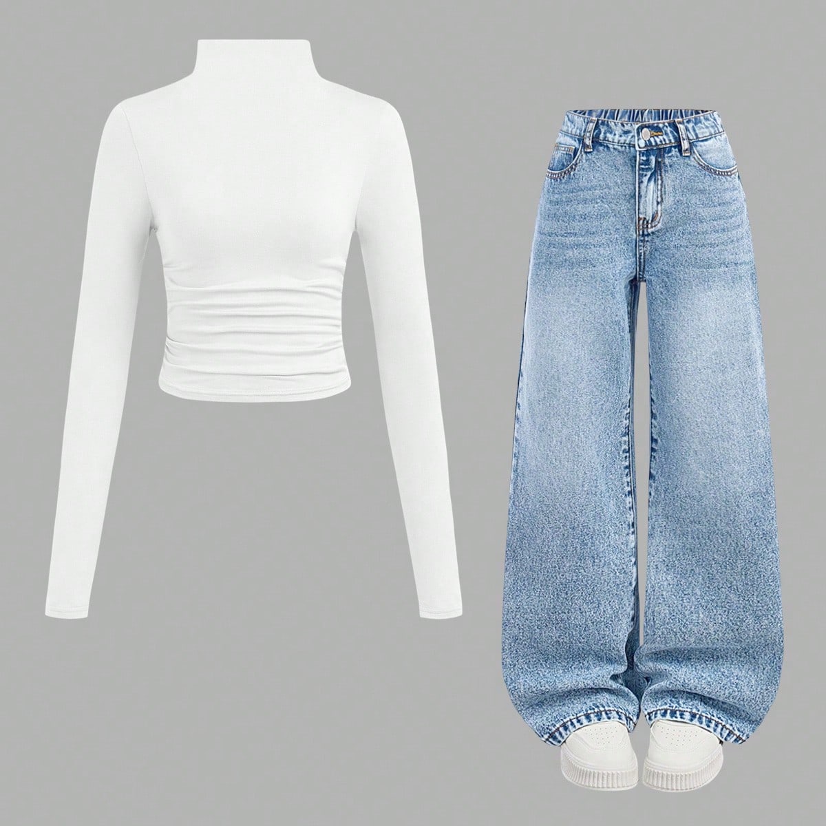 Jeans anchos de cintura alta con efecto lavado y desgaste de gato, estilo retro Y2K para niñas preadolescentes, ropa de calle para otoño e invierno,