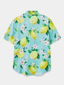SWAVVY Men's Digital Placement Print Short Sleeve Shirt, Spring/Summer - Yellow - View 2