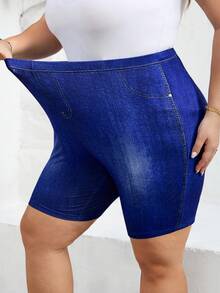 SHEIN CURVE+ Legging Casual Estampada Plus Size, Adequada para o Verão - Multicolorido - Visão 7