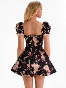 Glamine Đầm công chúa gợi cảm in hoa tay cánh hoa lãng mạn dành cho nữ - Nhiều màu - Xem 2