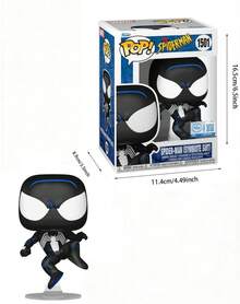 Funko 超级英雄黑色战衣乙烯基人偶 #1501，暗黑蜘蛛主题英雄收藏品，配有风格化的面具设计，摇头娃娃展示模型，可摆放在架子或桌面上，是理想的礼物之选。 - 彩色 - 查看 2