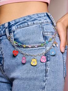 SHEIN X Care Bears 时尚可爱锌合金包包挂件，手工串珠钥匙扣，吊坠，纪念品，收藏品，礼品，钱包，书包，背包，汽车配件，糖果色小熊，心形吊坠 - 彩色 - 查看 3