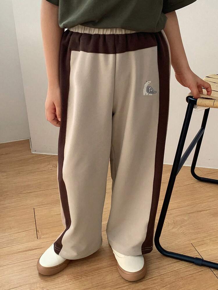 Young Boys' Casual Contrast Color Elastic Waist Pants