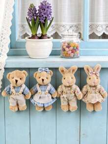 POKOJA LAND 1 paquete de lindos llaveros de peluche de oso de pareja, llavero de oso suave y pequeño, adorno de animal a granel para regalo de cumpleaños, Día de San Valentín, graduación, favor de fiesta, manualidades DIY, regalos navideños, decoración Kawaii, decoraciones navideñas de primavera a verano - Multicolor - Ver 1