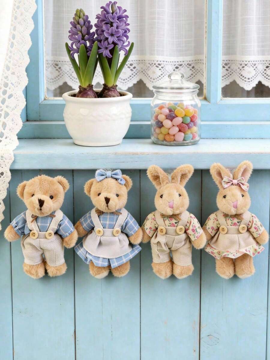 POKOJA LAND 1 paquete de lindos llaveros de peluche de oso de pareja, llavero de oso suave y pequeño, adorno de animal a granel para regalo de cumpleaños, Día de San Valentín, graduación, favor de fiesta, manualidades DIY, regalos navideños, decoración Kawaii, decoraciones navideñas de primavera a verano - Multicolor - Ver 1