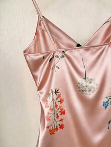 GlowEve Best-Selling Floral Print Vacation Camisole With Ruched Waist Detail, Slimming White Satin Summer Tank Top - Pink - View 7