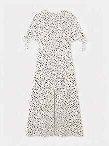 lacRébo 优雅深绿色波点长裙 - 杏色 - 查看 9