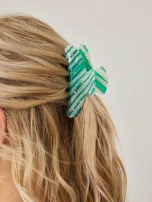 MOTF PREMIUM ACETIC ACID YELLOW MINI CLAW CLIP WITH INLAID GEMS HAIR CLAWS HAIR CLIPS HAIR JAW CLIP HAIR CLAMPS HAIR CLUTCH HAIR CATCHER CLIP - Green Stripe - View 1