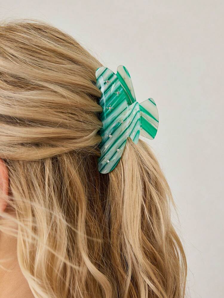 ACETIC ACID YELLOW MINI CLAW CLIP WITH INLAID GEMS HAIR CLAWS HAIR CLIPS HAIR JAW CLIP HAIR CLAMPS HAIR CLUTCH HAIR CATCHER CLIP