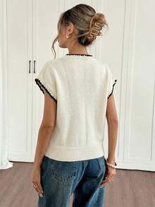 Siren Gaze 休闲简约复古优雅通勤百搭保暖贝壳刺绣细节设计，沙滩/度假装扮，女士夏季毛衣 - 彩色 - 查看 2