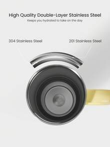 GLOWMODE 40 OZ Big Sips Insulated Stainless Steel Portable Travel Collapsible Straw Car Cup Holder Compatible Hot Cold Drink Tumbler Daily Casual - Yellow - View 4