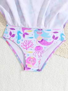 新款女童连体泳衣，单件装。这款连体泳衣采用裙摆设计，饰有可爱的卡通图案，配有拉链，甜美可爱，适合女孩和幼儿在游泳、海滩度假、水上乐园等场合穿着。长袖和裙摆设计提供良好的皮肤保护，面料优质。 - 彩色 - 查看 6