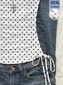 Attitoon 95%纯棉女士休闲抽绳系带修身抹胸上衣 - 彩色 - 查看 4