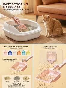 PETSIN 1个猫砂铲 - 长柄猫砂盆清洁铲 - 专用猫粪铲 - 拾便器 - 彩色 - 查看 2