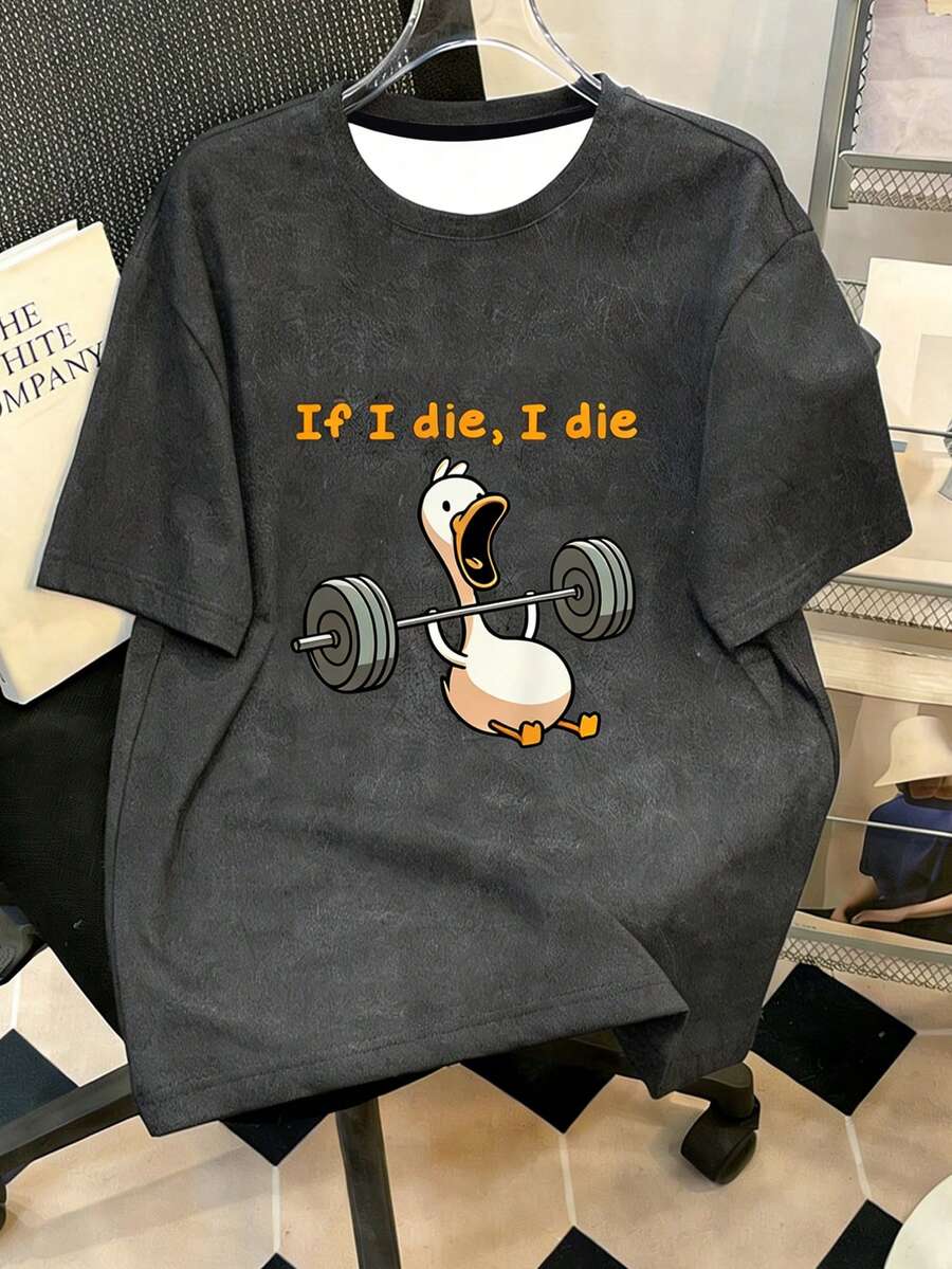 Manfinity Joysei Áo thun nam thời trang mùa hè, họa tiết hình vịt in trên cơ bụng, thích hợp mặc thường ngày. - Nhiều màu - Xem 1