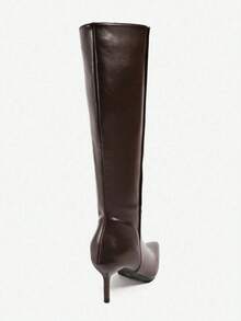 Fall/Winter Pointed Toe Fashionable Versatile Suede Leather Thigh-High Boots,Kitten Heel Boots,Party Spring Shoes - Brown - View 9