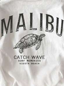 EMERY ROSE Women's Casual Letter Print Wrap T-Shirt, Summer - White - View 6