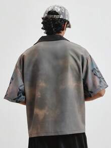 TOKVUE Men's Casual Street Style Zip-Up Short Sleeve Shirt - Black - View 2