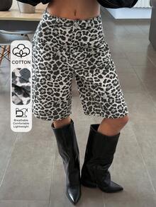 DAZY Shorts vaqueros casuales de mujer con estampado de leopardo Y2K - Gris - Ver 1