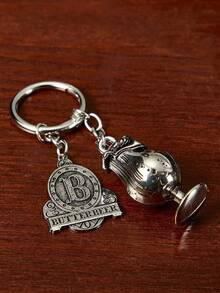 HARRY POTTER X SHEIN 黄油节啤酒锌合金包饰，复古做旧银色钥匙扣，吊坠，纪念品，收藏品，礼品，钱包，书包，背包，汽车配件 - 彩色 - 查看 5
