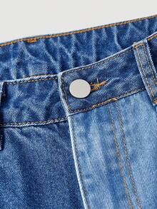 SHEIN MOD Quần jeans ống rộng phối màu tương phản dành cho nữ - Nhiều màu - Xem 3