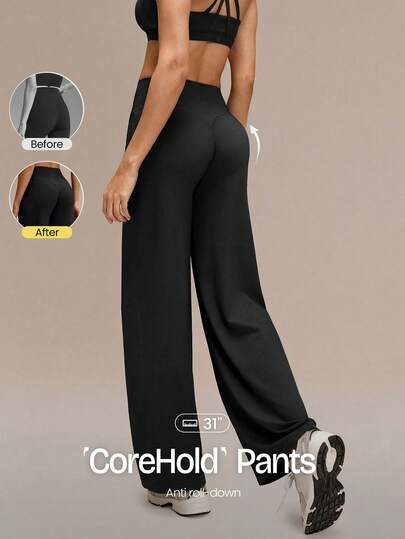 GLOWMODE Quần legging CoreHold Bottoms Up 31 inch, nhanh khô, co giãn, thân thiện với da, có túi ở eo, kiểm soát vùng bụng, chống cuộn, định hình vòng ba, thích hợp cho tập luyện, tennis, chạy bộ, tập gym.