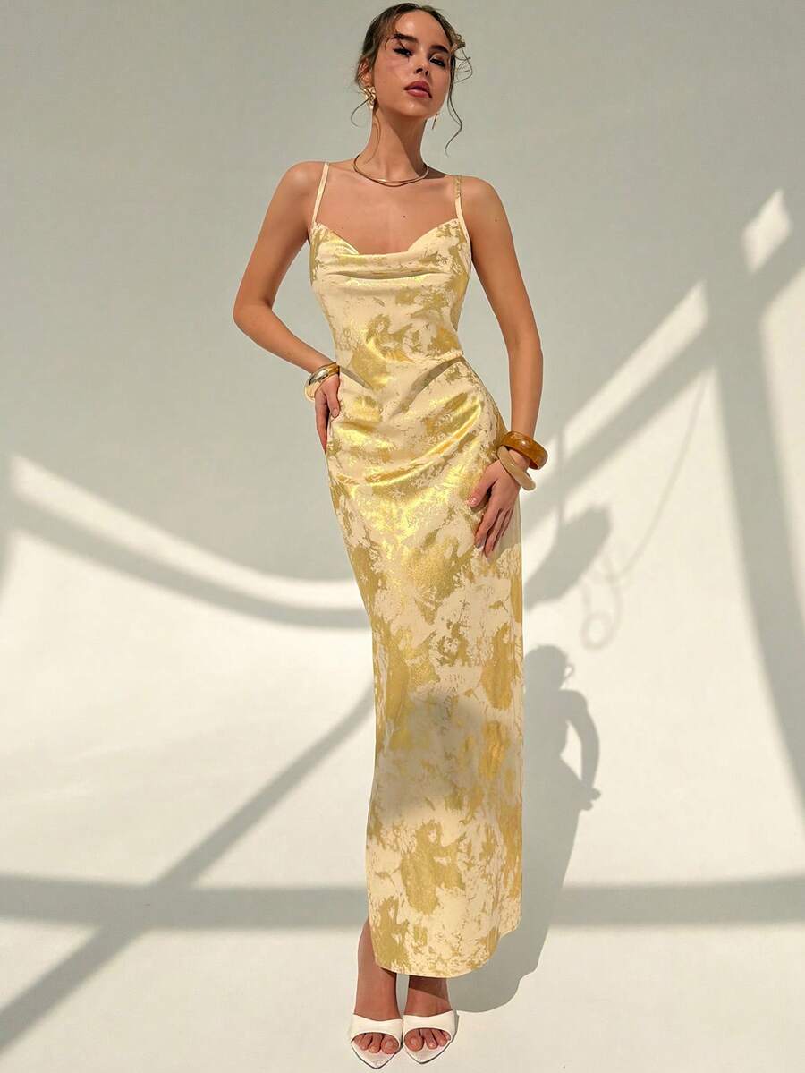 RiviMae Vestido con cuello abotonado y volantes, con correa de cintura de lámina de oro, adecuado para fiestas, citas, salidas, primavera/verano