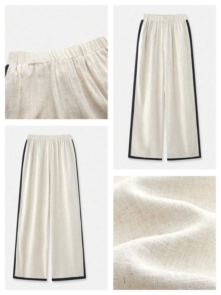 SHEIN Maija MAIJA Vacation Boho Printed Palazzo Wide Leg Elastic Waist Pants