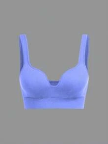 SHEIN Velisys 2件装女士纯色休闲舒适运动文胸，带内置胸托的运动上衣，模杯运动文胸，无缝运动文胸，运动文胸套装，带内置胸托的短款上衣，女士运动文胸套装，女士运动文胸，女士夏季带文胸上衣，运动上衣，女士内置文胸，女士带内置文胸的上衣，女士文胸，女士运动文胸套装 - 彩色 - 查看 6