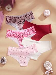 Eraneu 5 chiếc/gói Quần lót nữ cạp chun thoải mái thường ngày - Nhiều màu - Xem 1