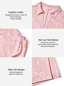 LUVLETTE Đầm ngủ satin màu hồng nữ tính dễ thương - Áo ngủ dáng rộng thoải mái kiểu sơ mi, đồ ngủ ngọt ngào, đồ ngủ kiểu bạn trai, đồ ngủ cưới, váy cho nữ - Hồng - Xem 4