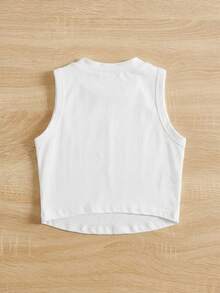 SHEIN Áo tank top cổ tròn họa tiết hoạt hình tối giản, thời trang dành cho nữ, ngôi sao K-Pop, phù hợp mặc hàng ngày và phong cách đường phố mùa hè. - Nhiều màu - Xem 2