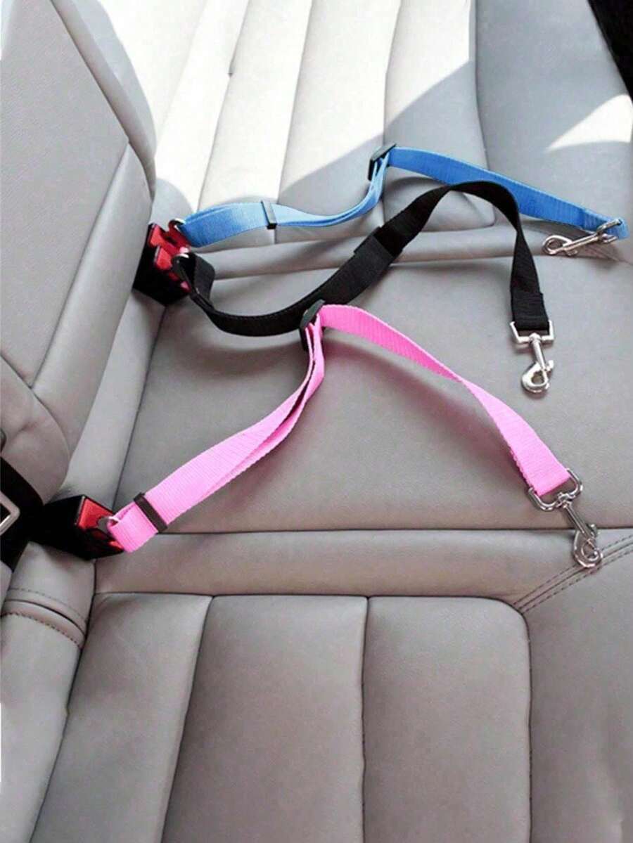 1pc Pet Car Safety Leash, Dog Retractable Traction Rope, Pet Leash, Car Safety Belt Made Of Nylon, Sturdy - Multicolor - View 1