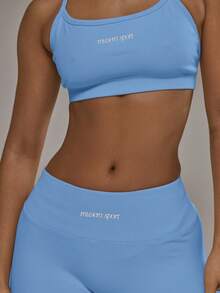 Musera Sport 交叉背带运动文胸和提臀紧身裤套装，适合秋季、冬季、夏季运动健身等各种运动场合。 - 淺藍色 - 查看 5