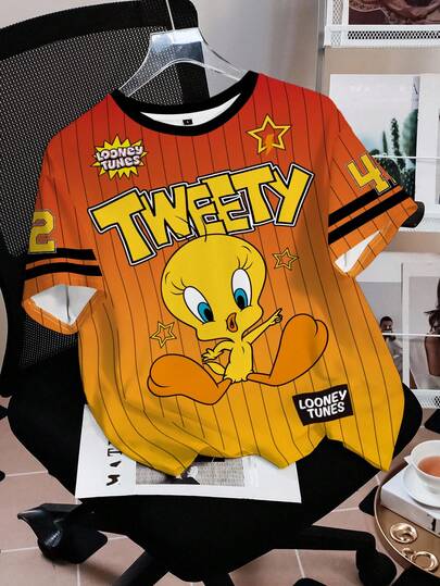 LOONEY TUNES X SHEIN Women's Round Neck Short Sleeve Casual Versatile T-Shirt