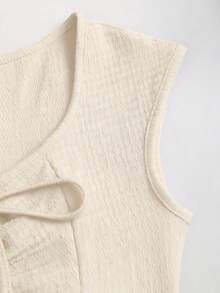 Sweetra 纯色收腰修身针织长裙，欧美风格 - 杏色 - 查看 5