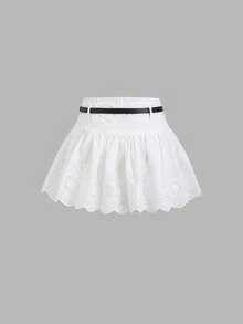Sweetra Women's Embroidered Pattern Short Skirt, Summer - White - View 2
