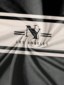 Chillumni 复古条纹拼接短袖加大码T恤，男士纽约字母印花休闲百搭宽松加大码上衣 - 彩色 - 查看 3