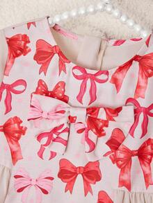SHEIN Pink Bow-Patterned Khaki Baby Girl's Arabic Robe, Elegant And Retro Embroidered Lace Baby Girl Casual Minimalist Traditional Long Sleeve Arabic Dress Suitable For Spring/Summer, Elegant Modest Long Sleeve Dress, Prayer Abaya, Easy Comfort, Casual Wear, Vacay Vibes, Modest Kaftan, Baby Girl Jalabiya, Baby Girl Jalabiya - Pink - View 2